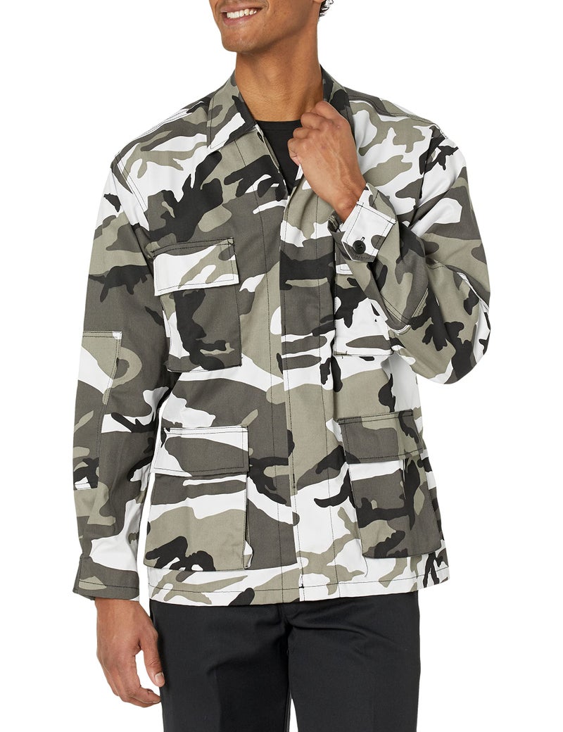 BACKBONE Mens Army Military Battle Dress Uniform BDU Shirt Camo Top Jacket (City Camo, Size L) - Image 1